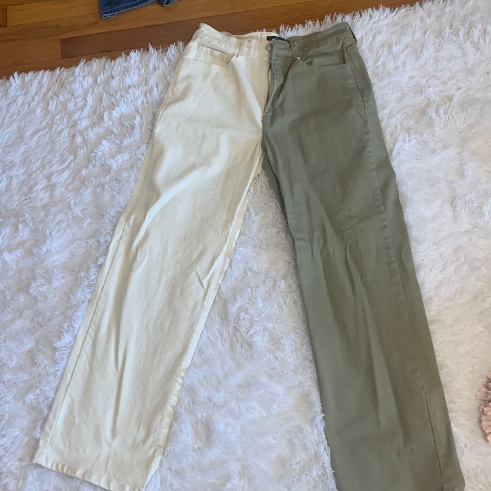Forever 21 Green and White Straight Jeans- Size 29